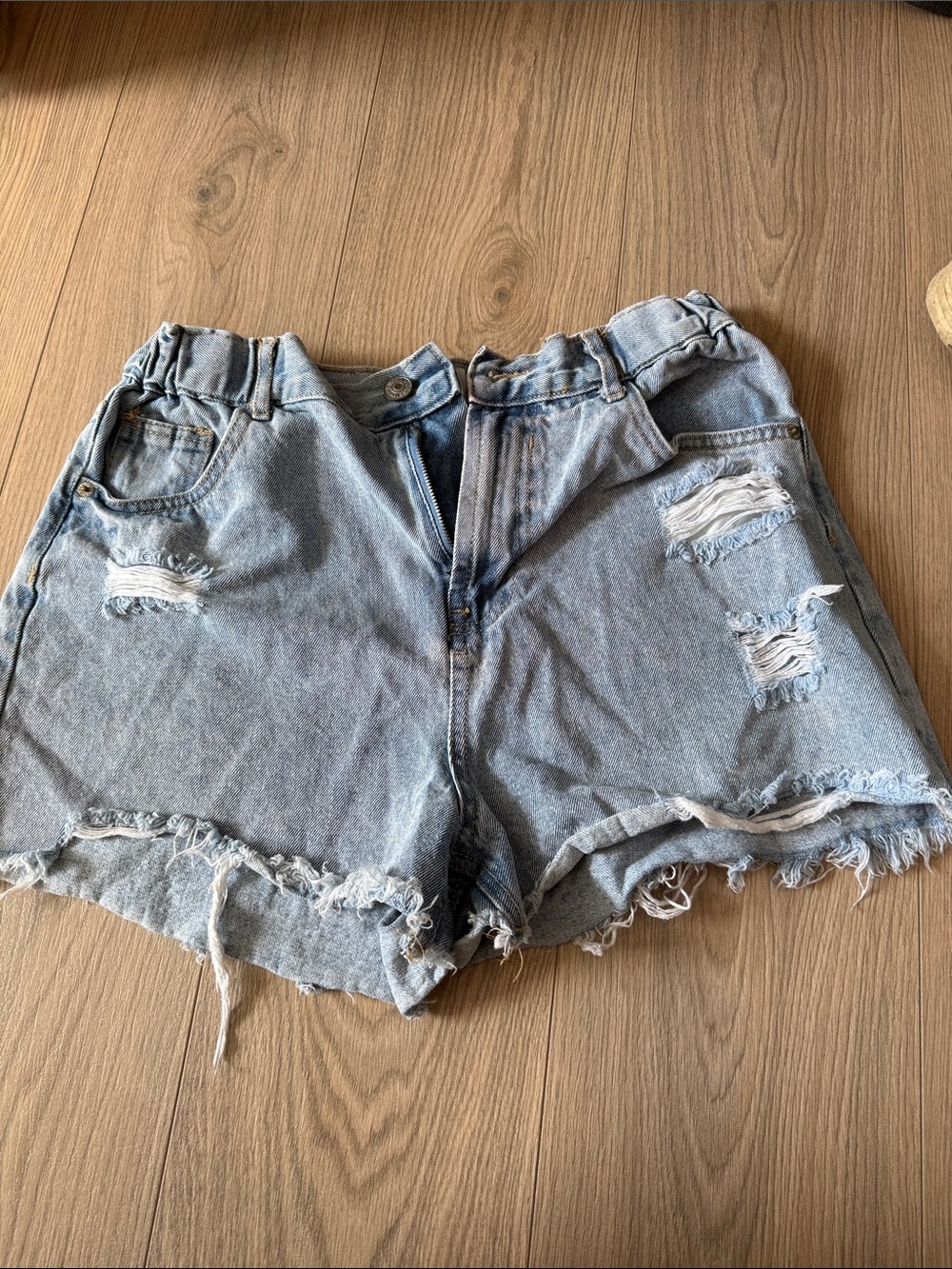 Love Tree Light Wash Distressed Denim Shorts